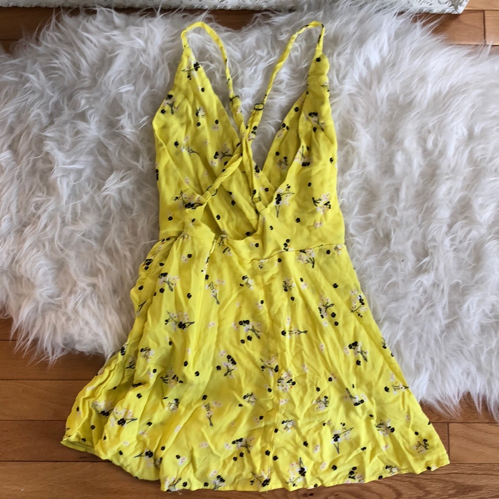 Free People Yellow Floral Tie Front Skort Romper - Picture 4 of 5